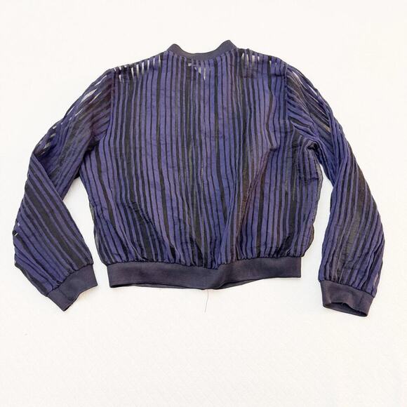 Zara Striped Zippered Bomber Jacket Size Medium - Picture 4 of 5
